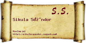 Sikula Sándor névjegykártya